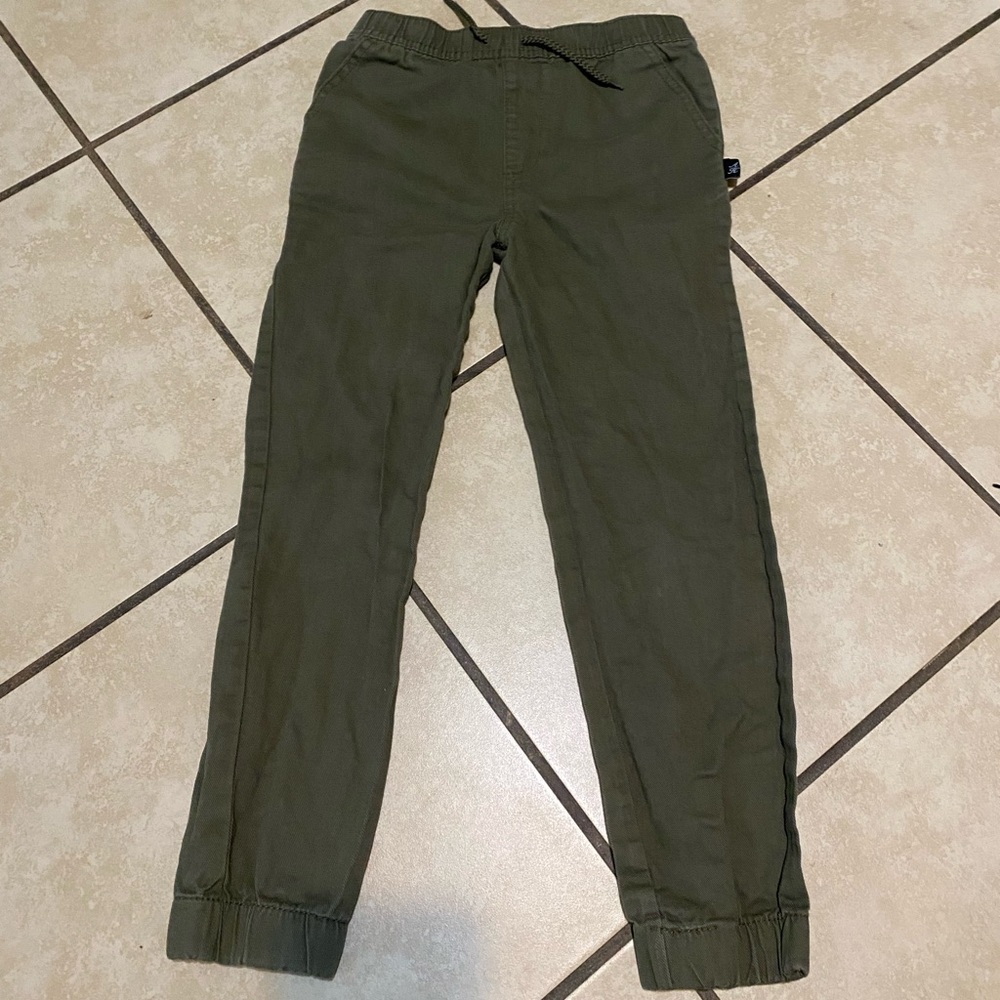 Kids Olive Drawstring Jogger Pants